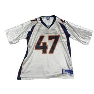 VTG‎ John Lynch Denver Broncos White Reebok Jersey XL 47 NFL Equipment On Field